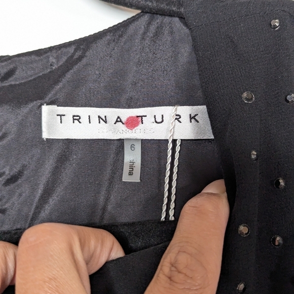 NWT Trina Turk Kaizen Rhinestone Embellished Popover‎ Jumpsuit Black 6 - Picture 6 of 8